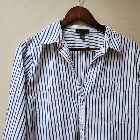 Ralph Lauren Lauren Jeans pinstripe white blouse - Picture 3 of 5